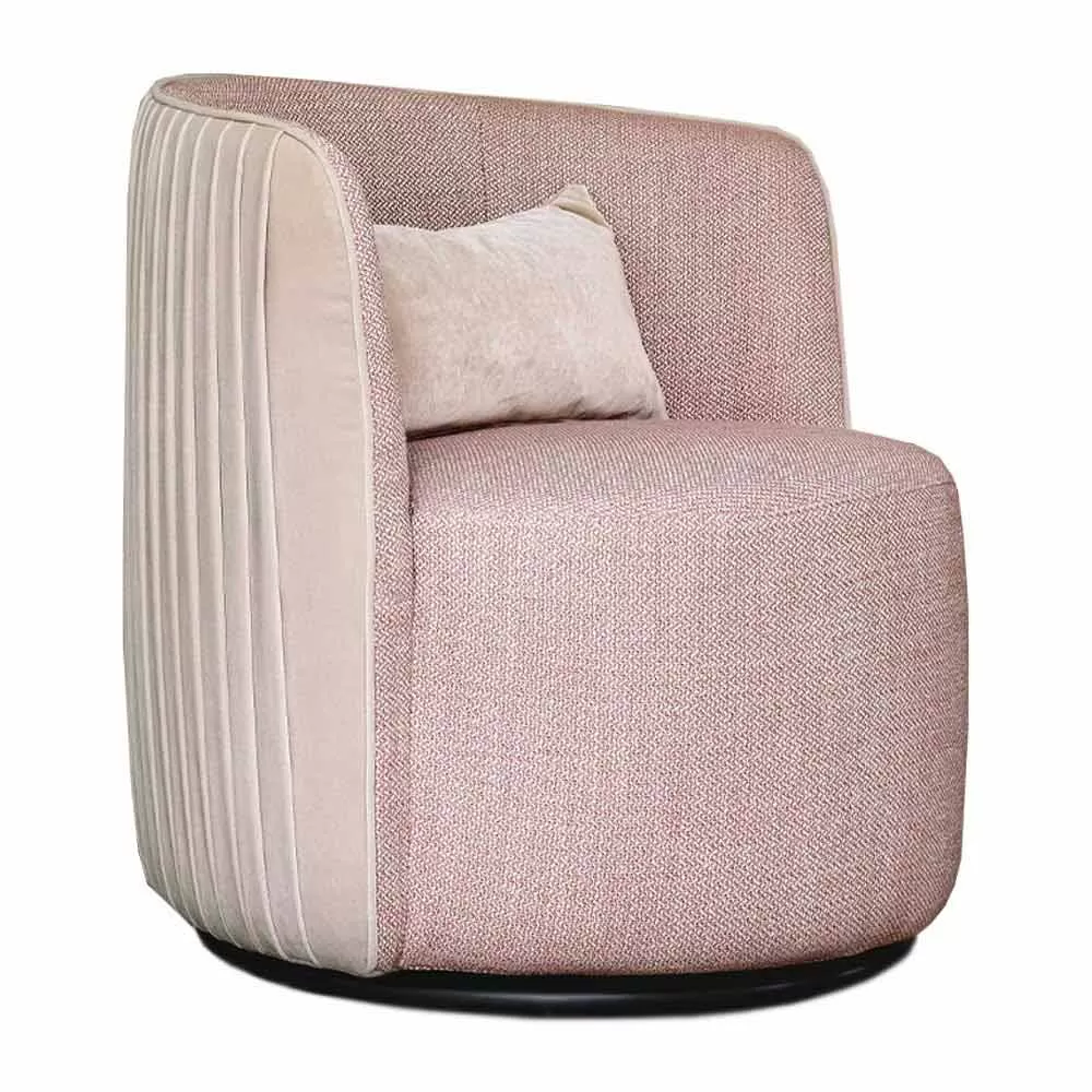 Swivel Living Room Armchair In Fabric And Black Metal Made In Italy - Lavender