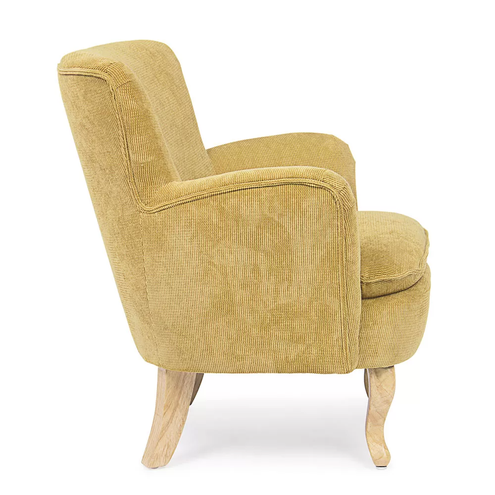 Pine Wood Armchair And Velvet Effect Seat Coste 4 Finishes - Molly - Image 2