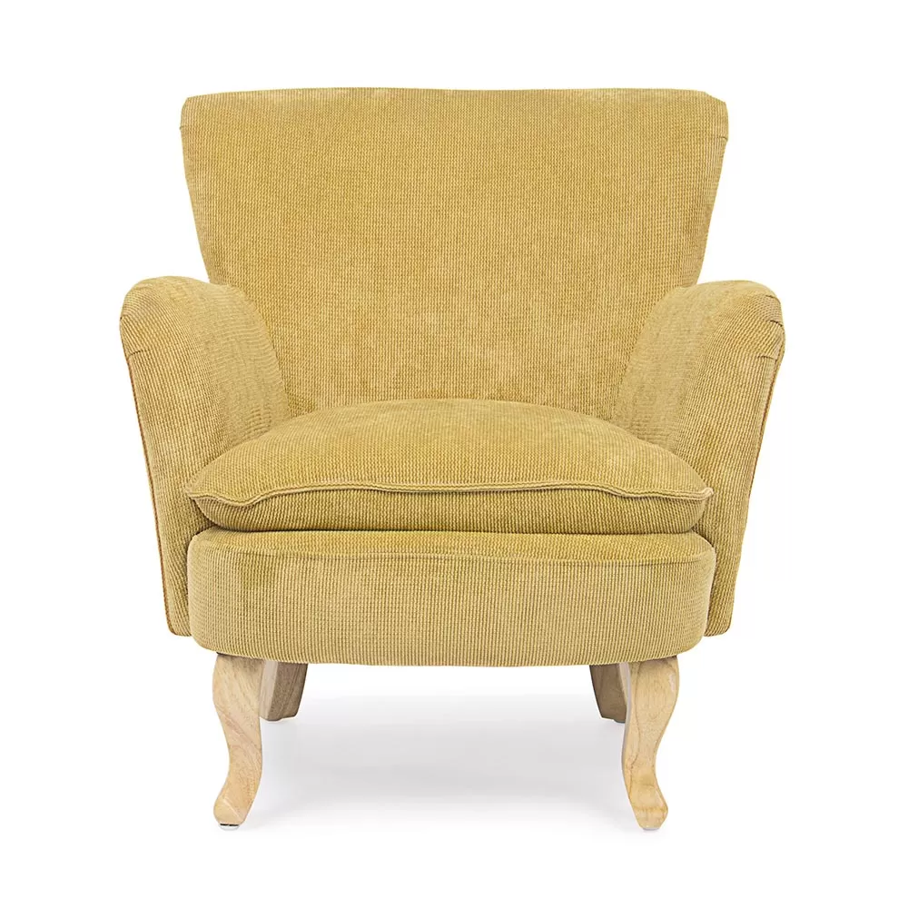 Pine Wood Armchair And Velvet Effect Seat Coste 4 Finishes - Molly - Image 4