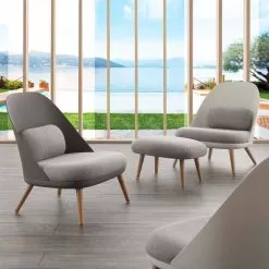 Upholstered Armchair In Fabric, Solid Beech Wood Base, Perugia