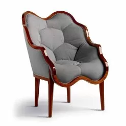 Modern Upholstered Armchair Berga, Made In Italy, Solid Wood Structure