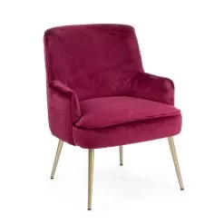 Modern Armchair In Steel And Velvet Effect Seat 3 Finishes - Matty