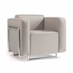 Modern Design Eco-leather Armchair Bugola, With Chromed Structure