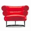 Modern Armchair Upholstered In Leather With Steel Base Made In Italy - Ostilio