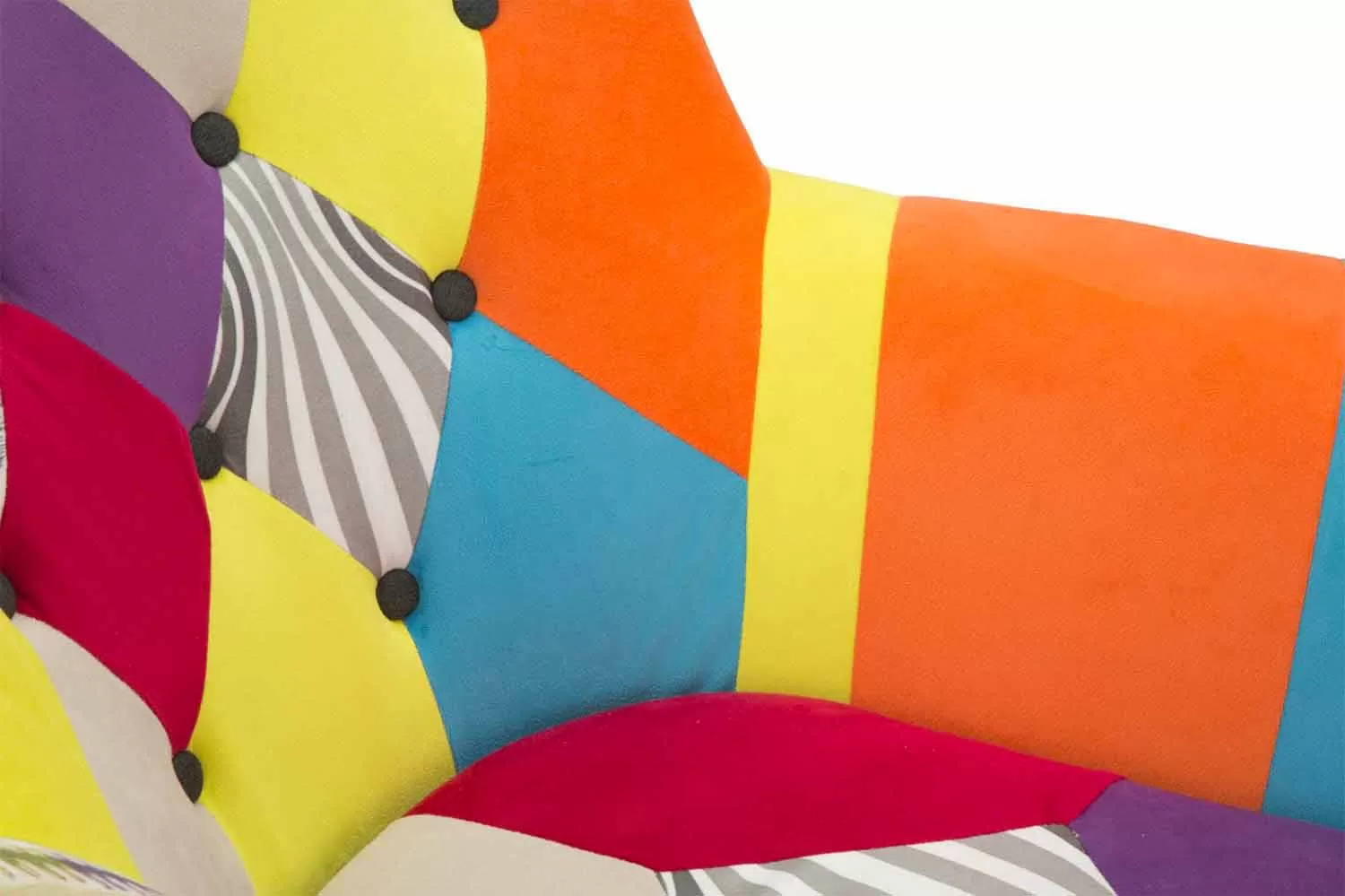 Modern Design Patchwork Armchair In Fabric And Wood - Karin - Image 6