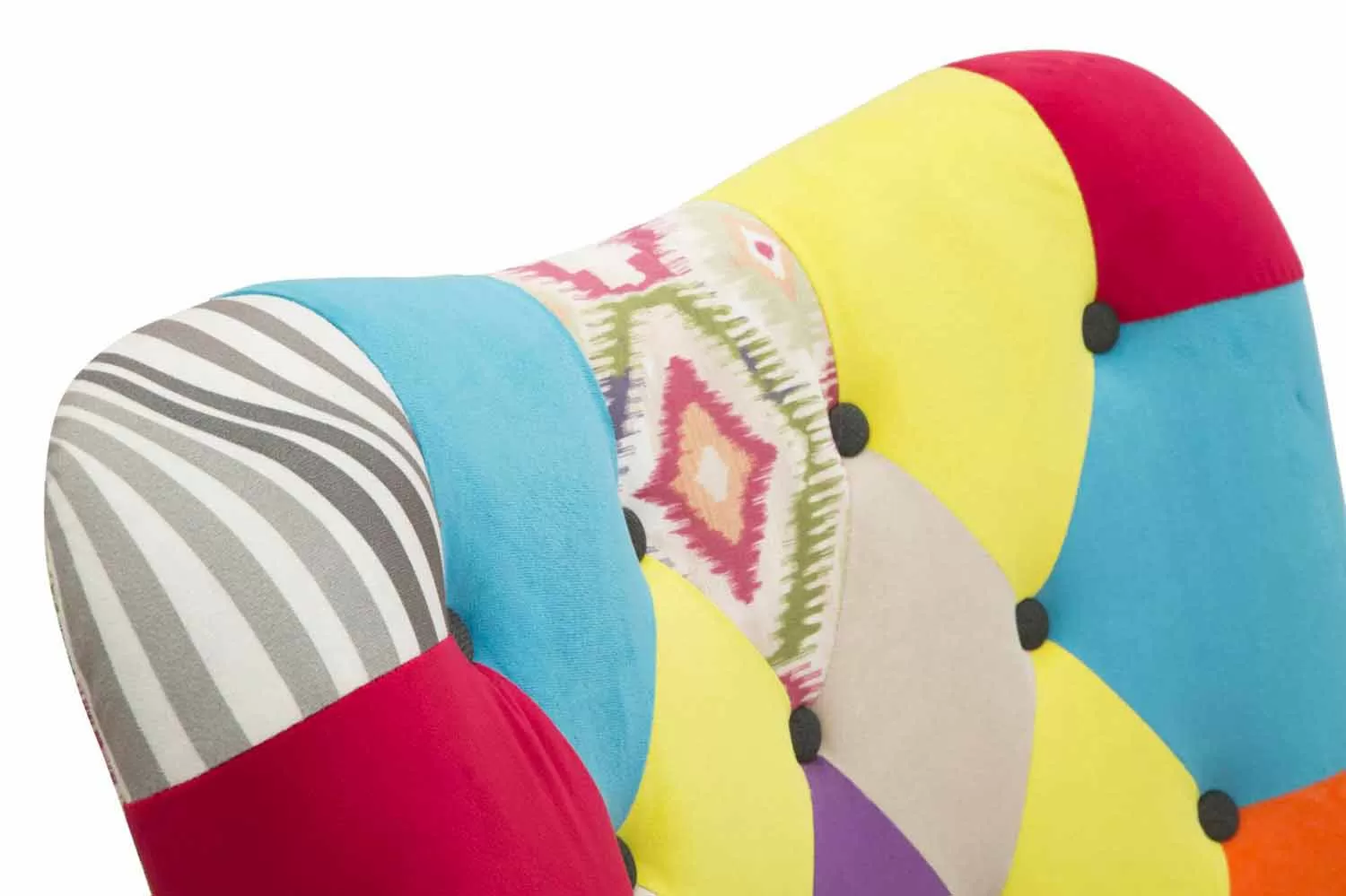 Modern Design Patchwork Armchair In Fabric And Wood - Karin - Image 8
