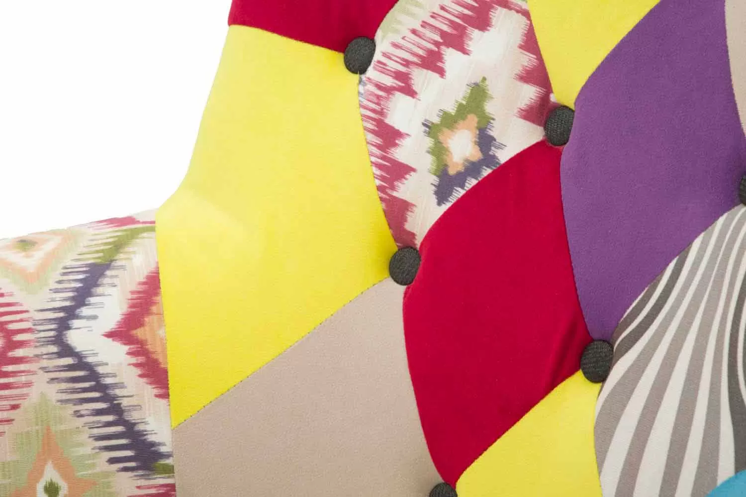 Modern Design Patchwork Armchair In Fabric And Wood - Karin - Image 9