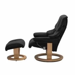 Leather Reclining Armchair With Headrest And Ottoman - Stressless Reno