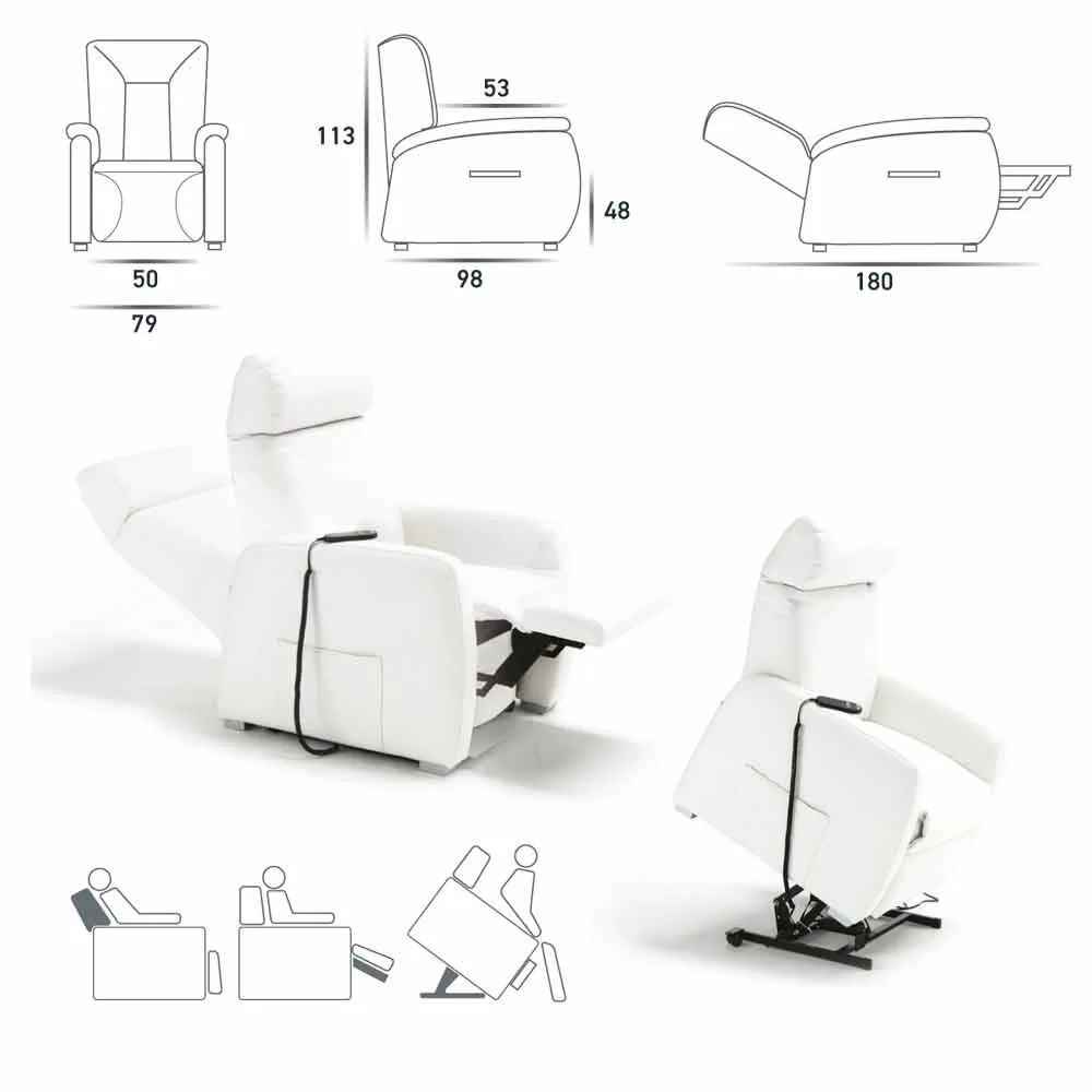 Dual Motor Recliner Armchair Rosa, Modern Design Made In Italy - Image 5