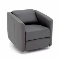 Modern Swivel Reclining Lounge Armchair In Leatherette - Magalotti