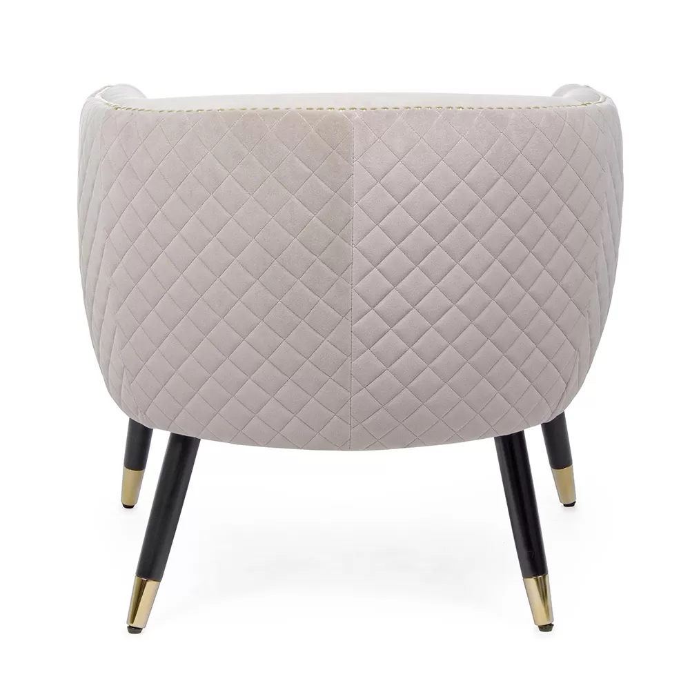 Lounge Armchair In Rubberwood And Velvet Effect Elegant Design - Catty - Image 3