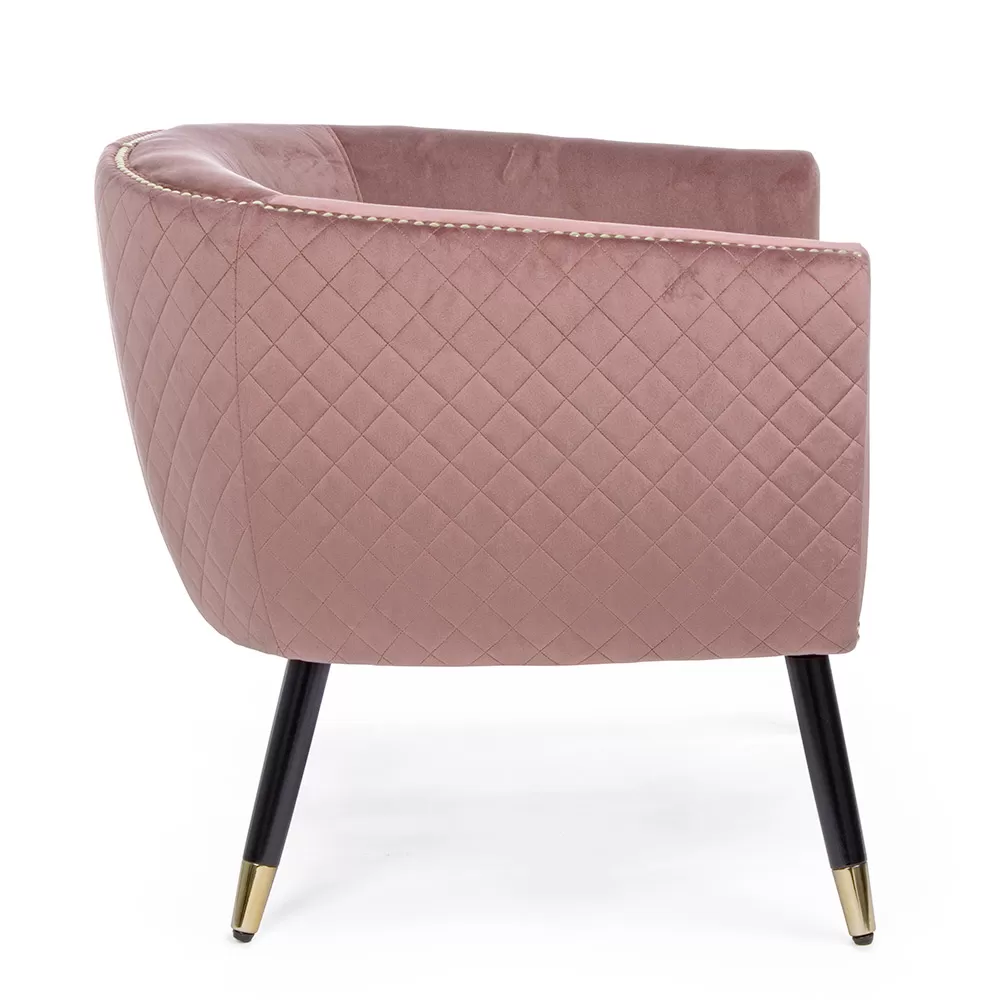 Lounge Armchair In Rubberwood And Velvet Effect Elegant Design - Catty - Image 8