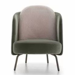 Living Room Armchair Covered In Fabric With Metal Base Made In Italy - Ribes