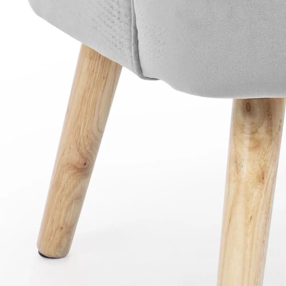 Living Room Armchair In Wood And Velvet Effect Scandinavian Design - Cinzio - Image 3