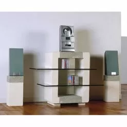 Hi-fi TV Stand Made Of Vicenza Natural Stone And Crystal Xeni