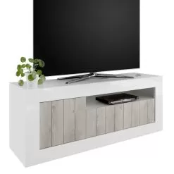 Laminated Wood TV Stand With Open Compartment And 3 Doors Made In Italy - Cinzia