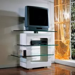 Modular TV Table Made Of Vicenza Natural Stone And Crystal Agnes