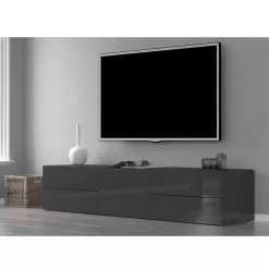 Tv Stand Living Room White Wood Or Glossy Anthracite Design 2 Sizes - Yolanda