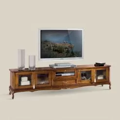 Classic Style Wooden TV Stand With Glass Doors Made In Italy - Richard