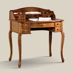 Desk 7 Drawers Walnut Wood With Inlays Made In Italy - Katerine