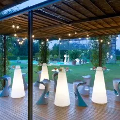 Slide Peak High Bright Table In Polyethylene And Glass Made In Italy