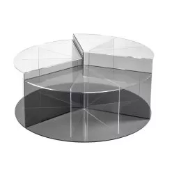 Low Coffee Table In Transparent And Smoked Plexiglass - Mondrian