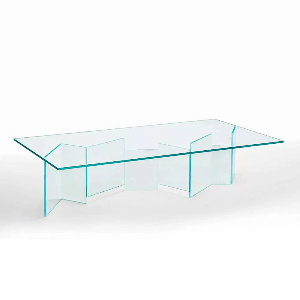 Low Coffee Table In Extra-clear Glass 2 Sizes Made In Italy - Random