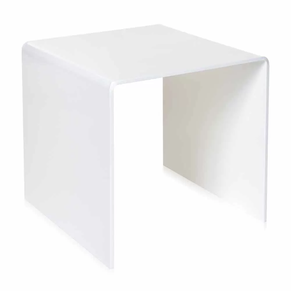 Modern Design White Side Table 50x50 Cm Terry Big, Made In Italy - Image 2