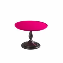 Modern Design Cocktail Table Nik With Pink Lacquered Top Ø 70 Cm
