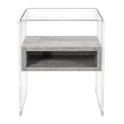 Design Bedside Table In Transparent Plexiglass And Wood - Pascoli