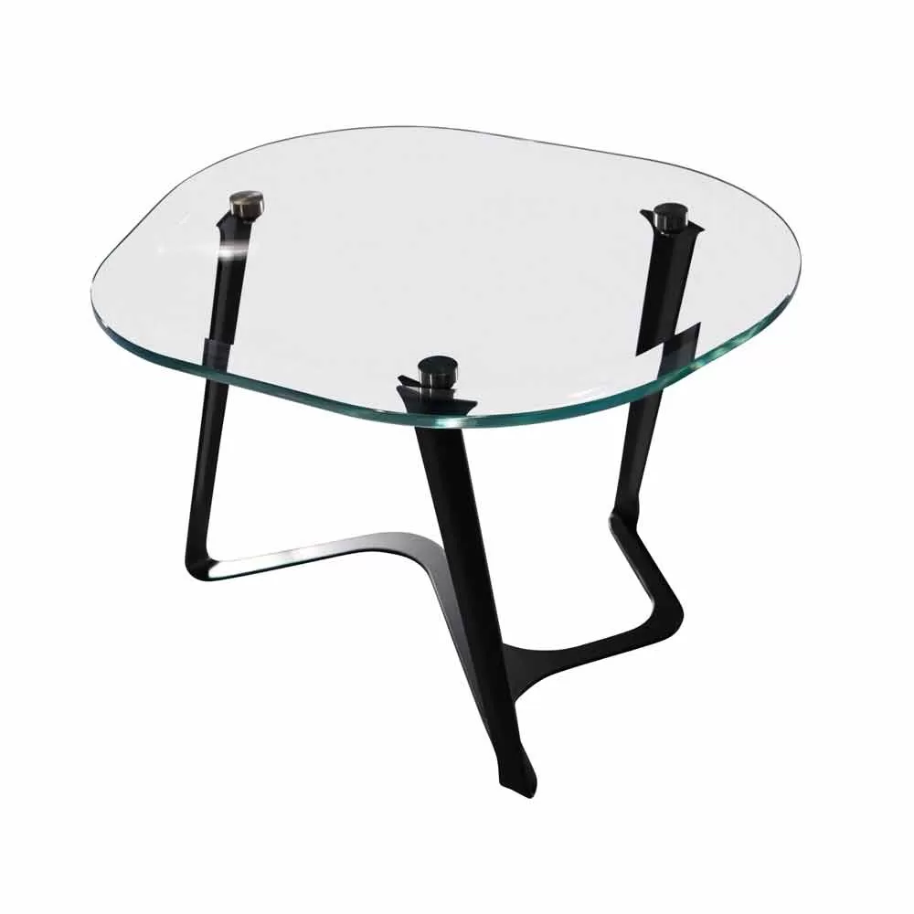 Handmade Coffee Table In Glass And Steel Made In Italy - Marbello - Image 2