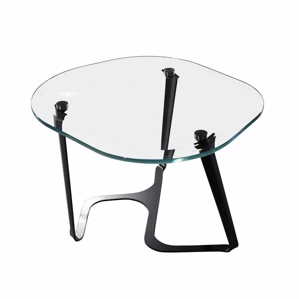 Handmade Coffee Table In Glass And Steel Made In Italy - Marbello