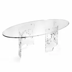 Coffee Table In Smoked Or Transparent Plexiglass With Decorated Base - Crassus