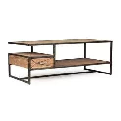 Coffee Table Living Room In Steel And Acacia Wood Homemotion - Cristoforo