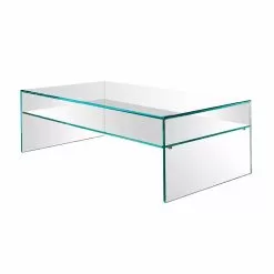 Bridge Coffee Table In Extra-clear Glass Made In Italy - Tifrana