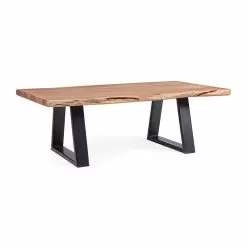 Homemotion Modern Coffee Table With Acacia Wood Top - Vinni