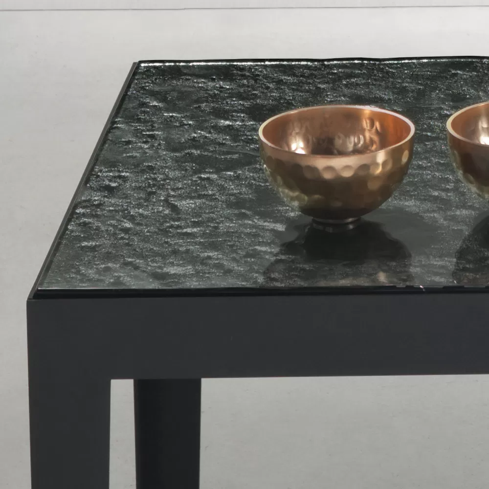 Coffee Table With Hammered Glass Top Made In Italy - Pine - Image 2