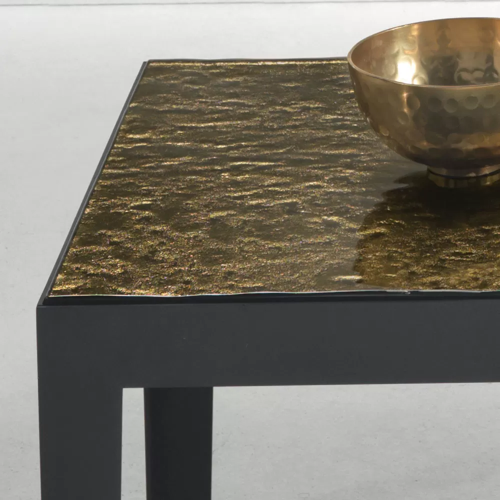 Coffee Table With Hammered Glass Top Made In Italy - Pine - Image 5