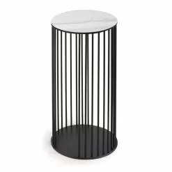 Coffee Table With Round Ceramic Top Made In Italy - Montebianco