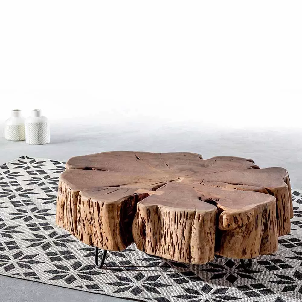 Homemotion Coffee Table With Shaped Top In Acacia Wood - Nabucco - Image 4