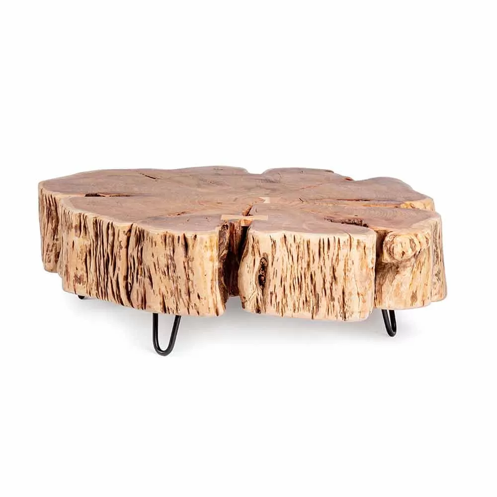 Homemotion Coffee Table With Shaped Top In Acacia Wood - Nabucco