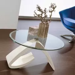 Coffee Table With Round Top In Bevelled Glass Made In Italy - Brachetto