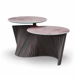Luxury Coffee Table With 2 Round Tops In Gres Made In Italy - Stockholm