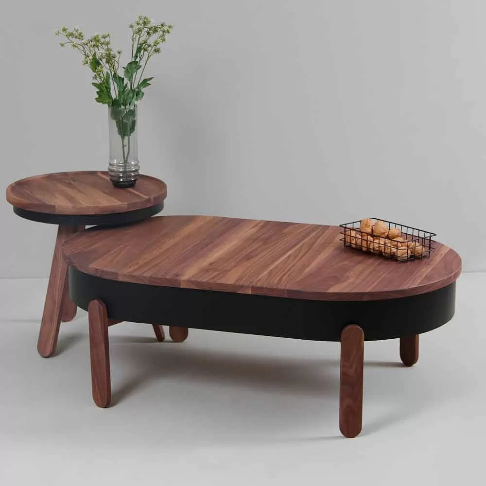 Design Coffee Table In Solid Wood And Lacquered Metal - Salerno - Image 2