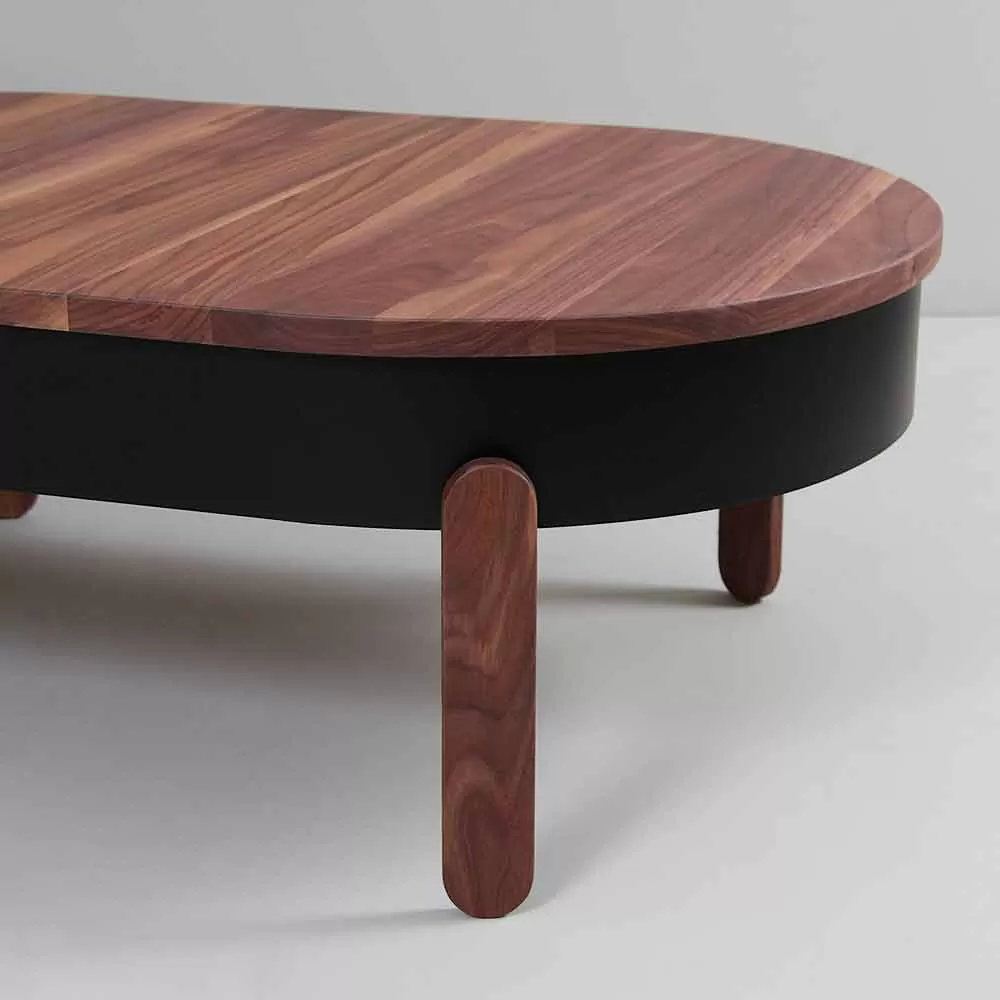 Design Coffee Table In Solid Wood And Lacquered Metal - Salerno - Image 4