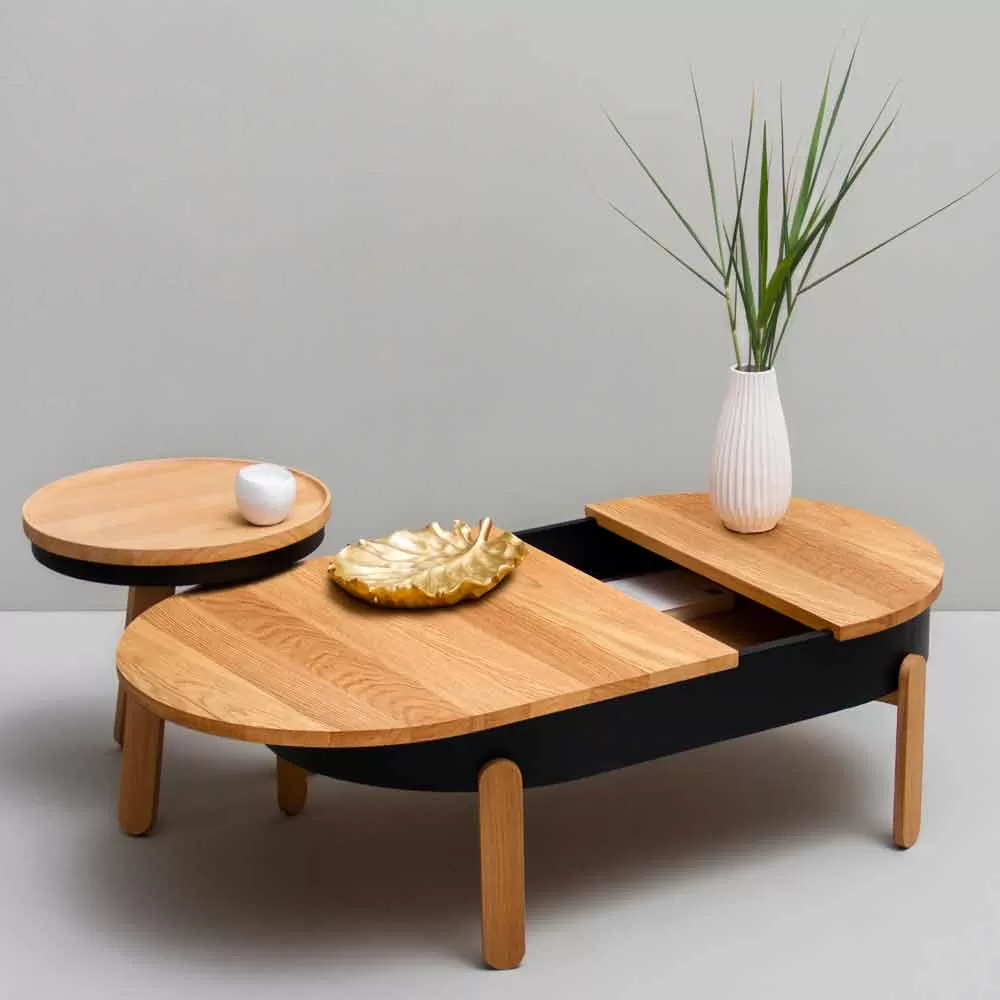 Design Coffee Table In Solid Wood And Lacquered Metal - Salerno - Image 7