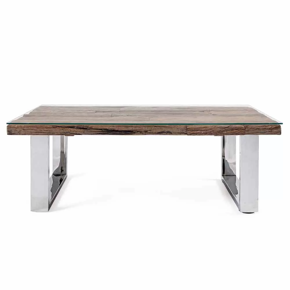 Design Coffee Table In Wood, Glass And Steel Homemotion - Frederic - Image 2