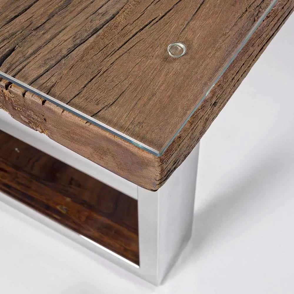 Design Coffee Table In Wood, Glass And Steel Homemotion - Frederic - Image 3