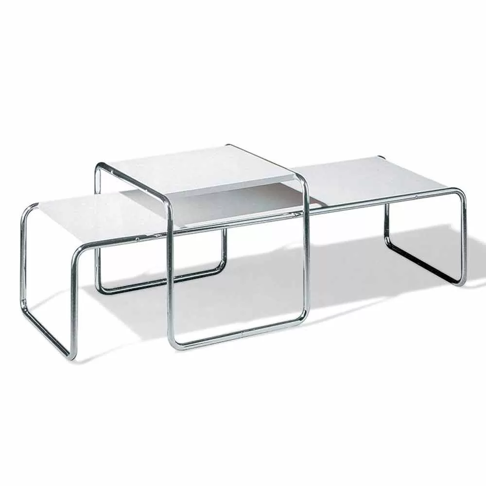 Coffee Table In Chromed Steel With Laminated Top Made In Italy - Ariete - Image 4