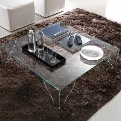 Coffee Table In Extra-clear Transparent Crystal Made In Italy - Lithium